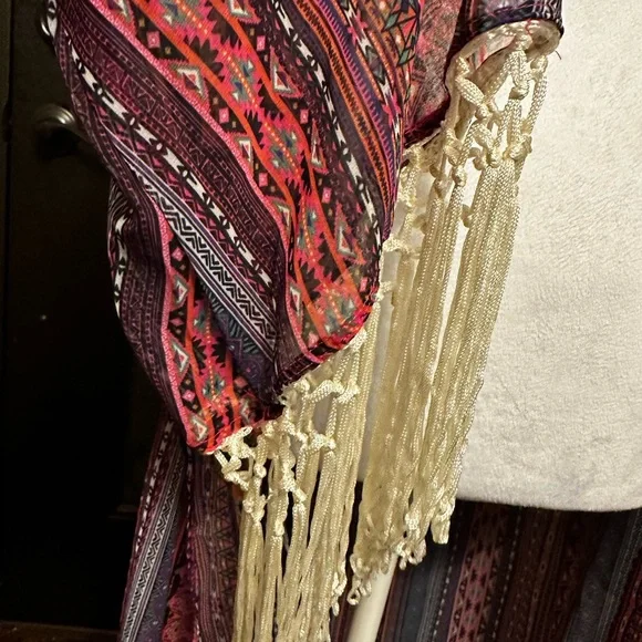 Sheer cowgirl fringe duster cardigan small/medium - Picture 4 of 7